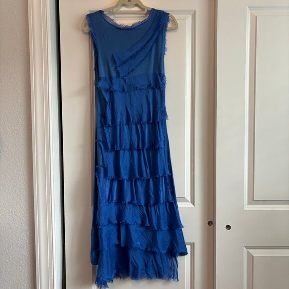 Made in Italy Women’s Silk Layered Maxi Dress Sz S/M Lagenlook Artsy Art2wear - Picture 10 of 14